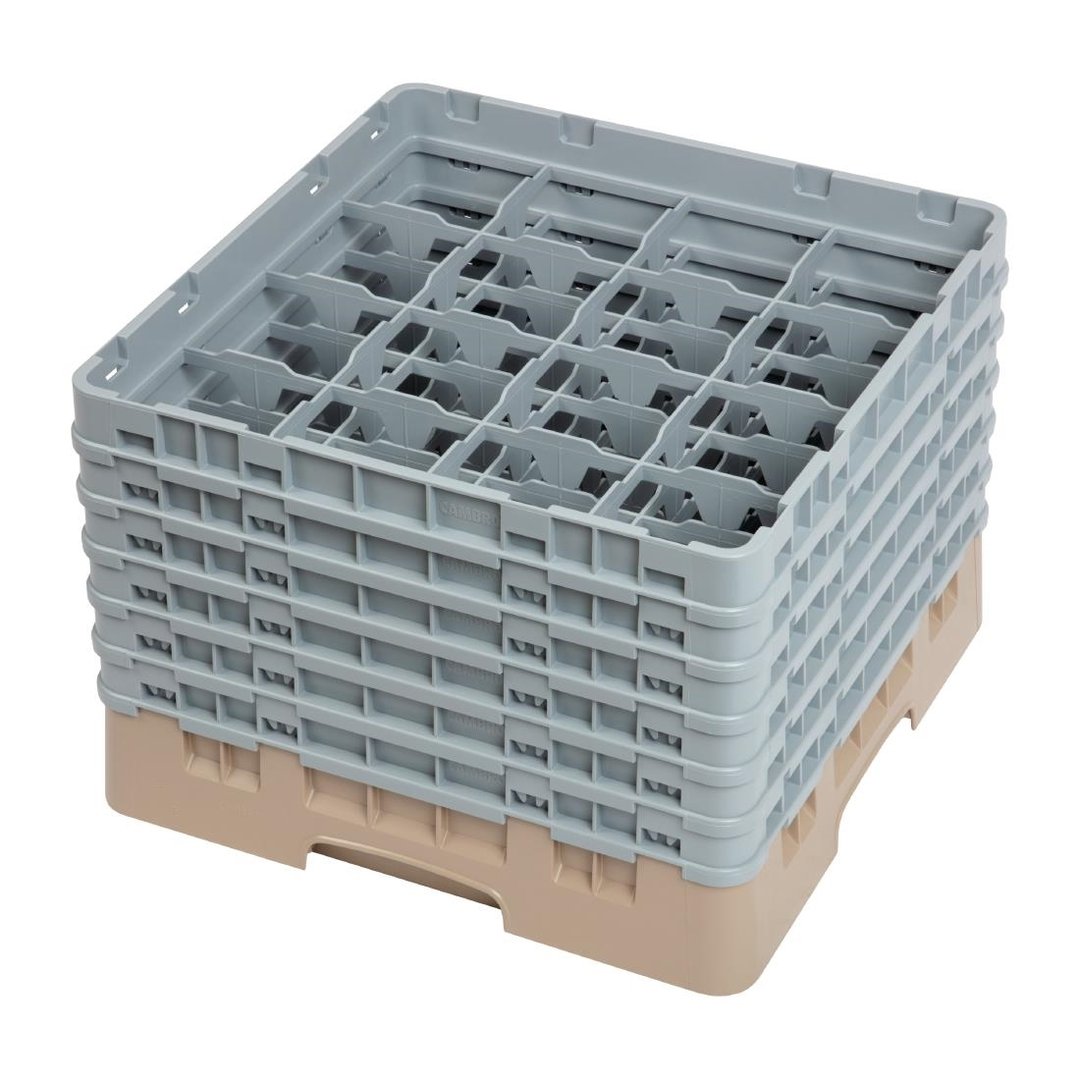 Cambro Camrack 16 Compartment Glass Rack Beige - Max Height 298mm