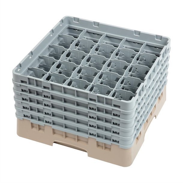 Cambro Camrack 25 Compartment Glass Rack Beige - Max Height 257mm