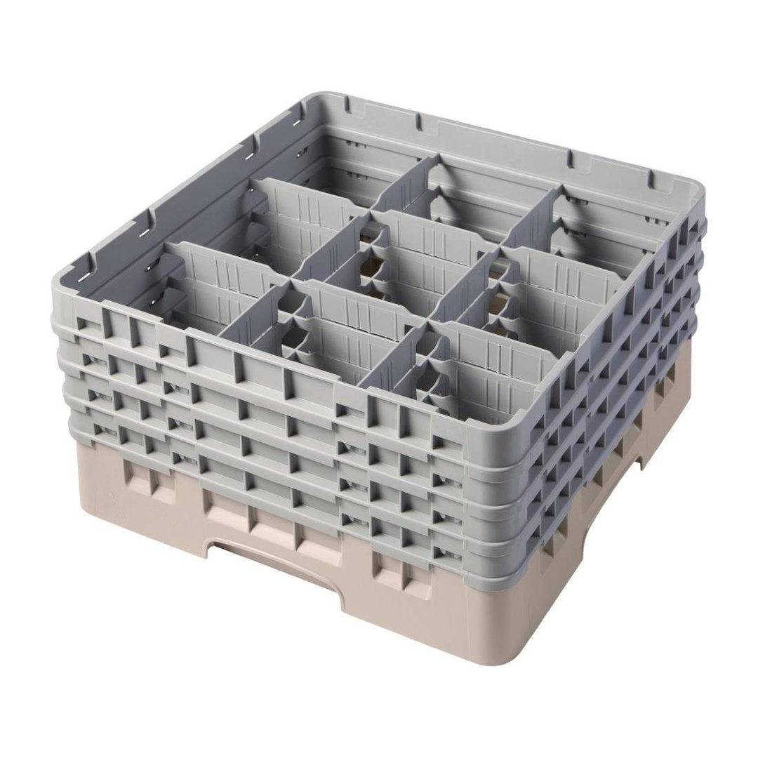 Cambro Camrack 9 Compartment Glass Rack Beige - Max Glass Height 257mm
