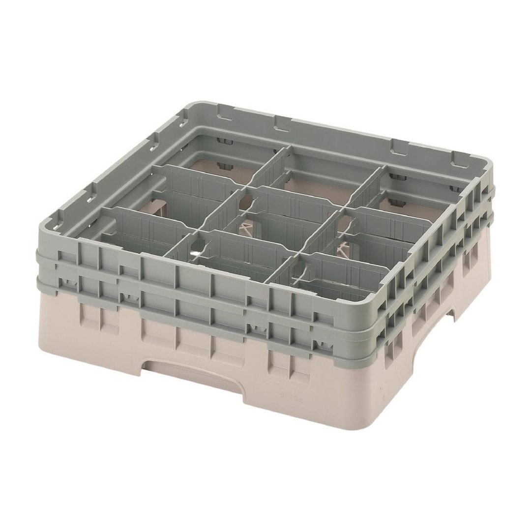 Cambro Camrack 9 Compartment Glass Rack Beige - Max Height 133mm