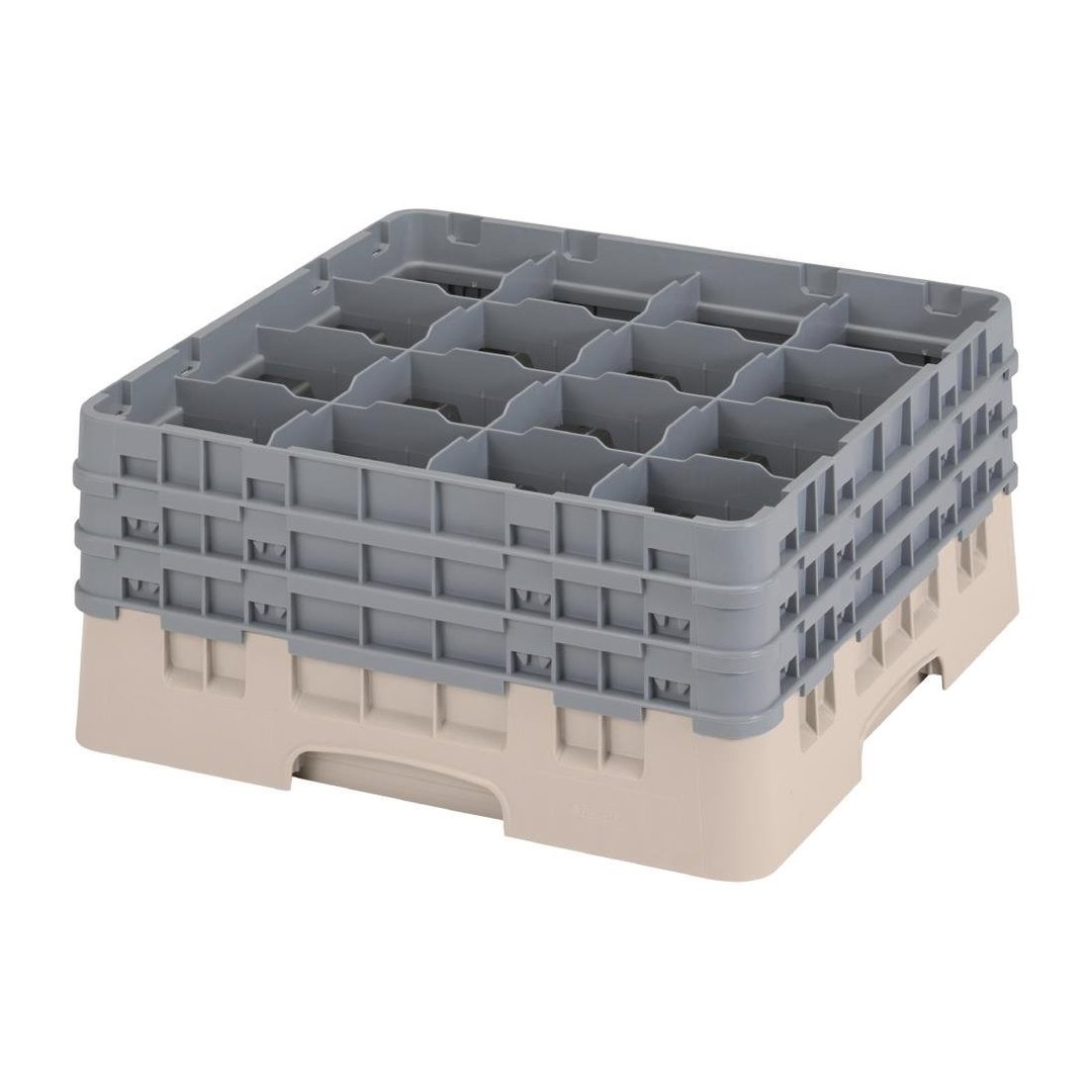 Cambro Camrack 16 Compartment Glass Rack Beige - Max Height 196mm