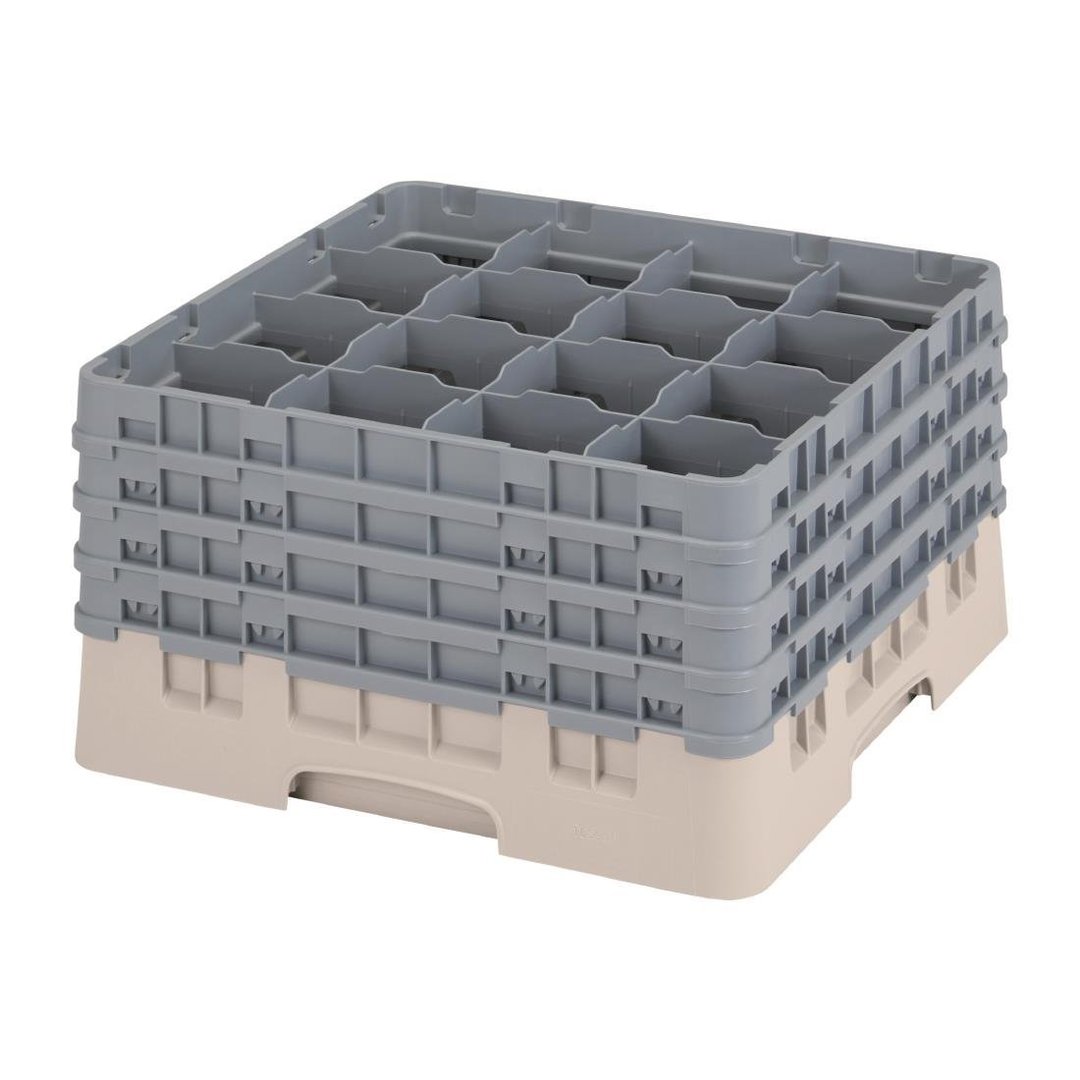 Cambro Camrack 16 Compartment Glass Rack Beige - Max Height 238mm