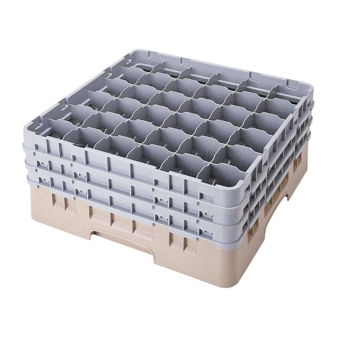 Cambro Camrack 36 Compartment Glass Rack Beige - Max Height 196mm