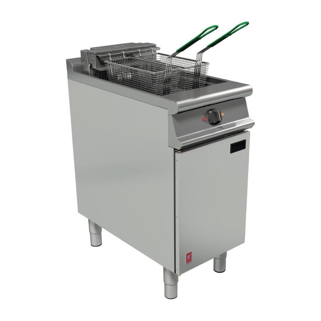 Falcon E3840FX Twin Basket Single Tank Electric Fryer with Filtration and Fryer Angel
