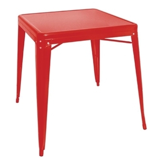 Bolero Bistro 660mm Square Steel Table - Red