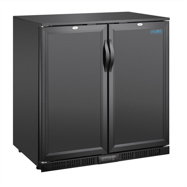 Polar G-Series Back Bar Cooler with Double Solid Hinged Doors Black - 850mm