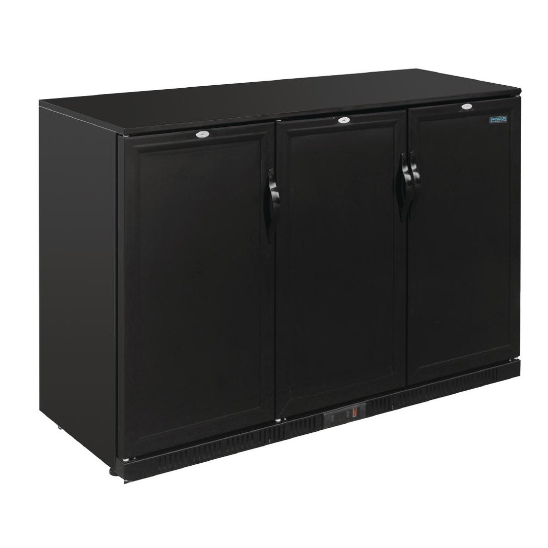 Polar G-Series Back Bar Cooler with Triple Solid Hinged Doors Black - 900mm