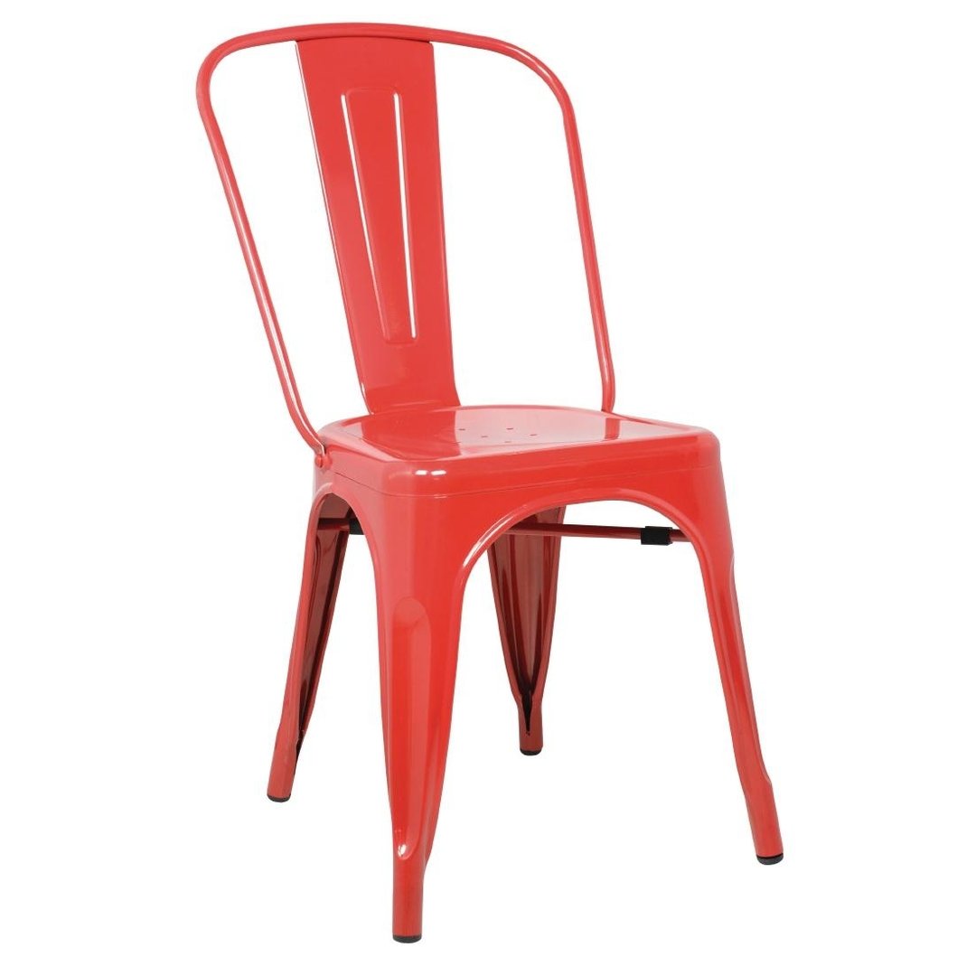 Bolero Bistro Steel Side Chair - Red (Pack 4)