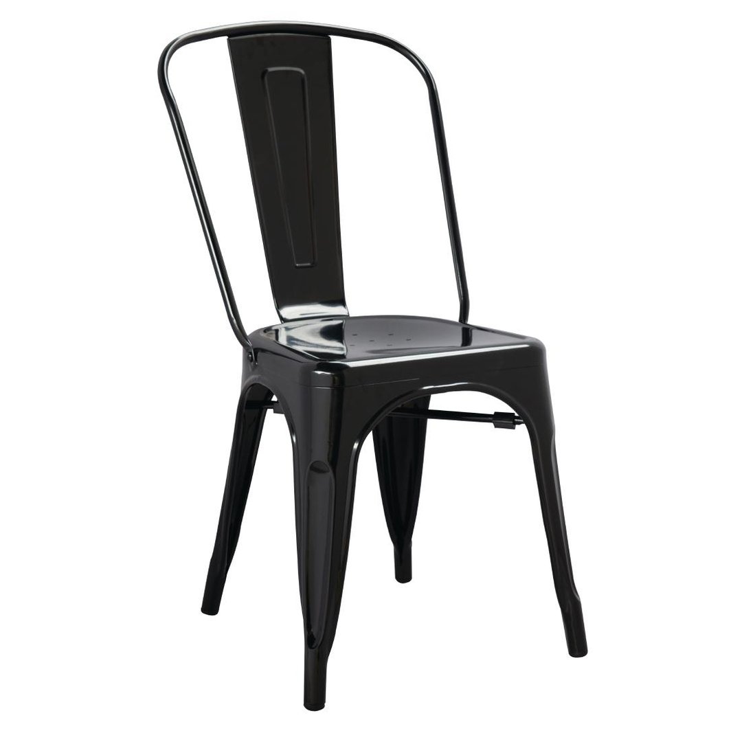 Bolero Bistro Steel Side Chair - Black (Pack 4)