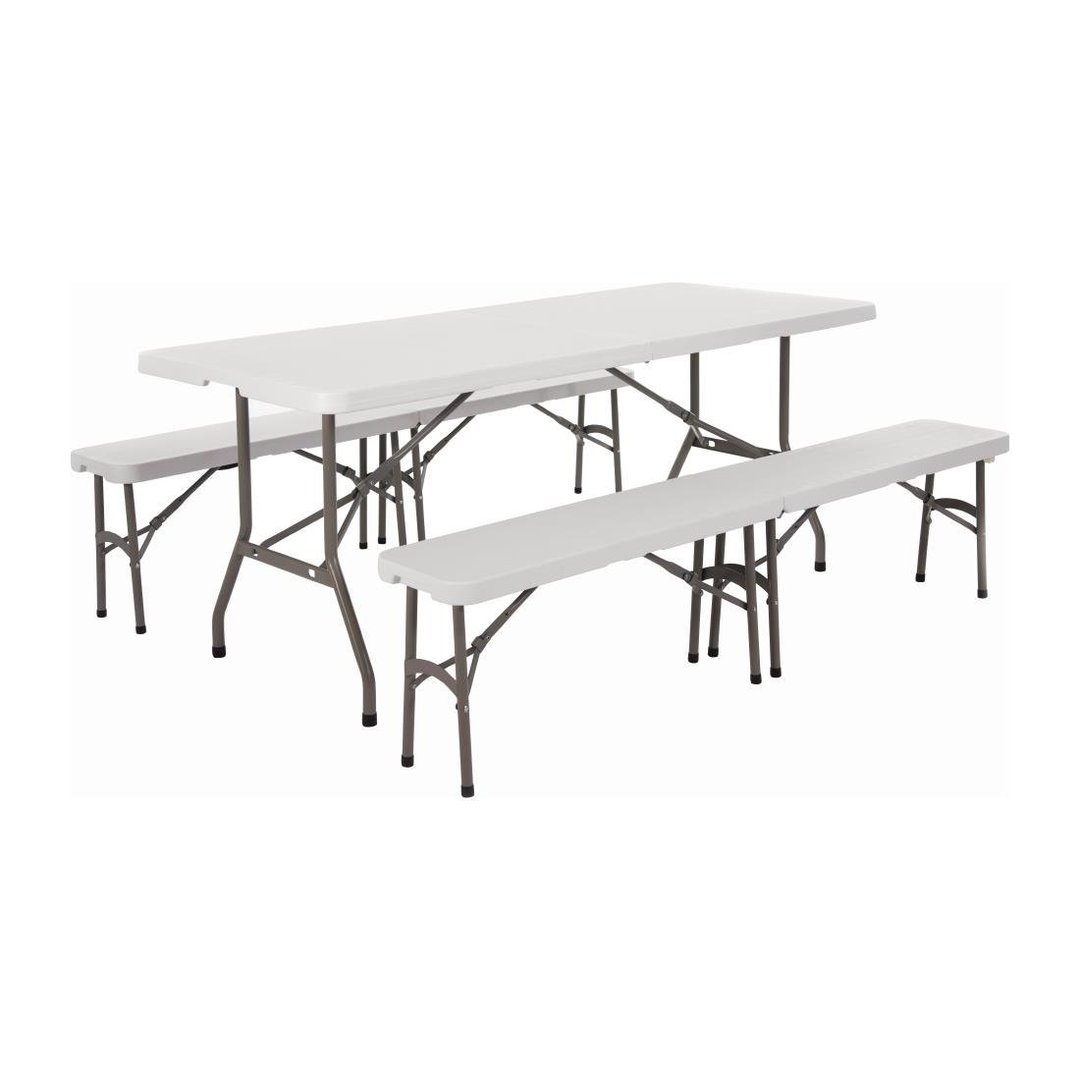 Bolero Centre Folding Table with Two Folding Benches