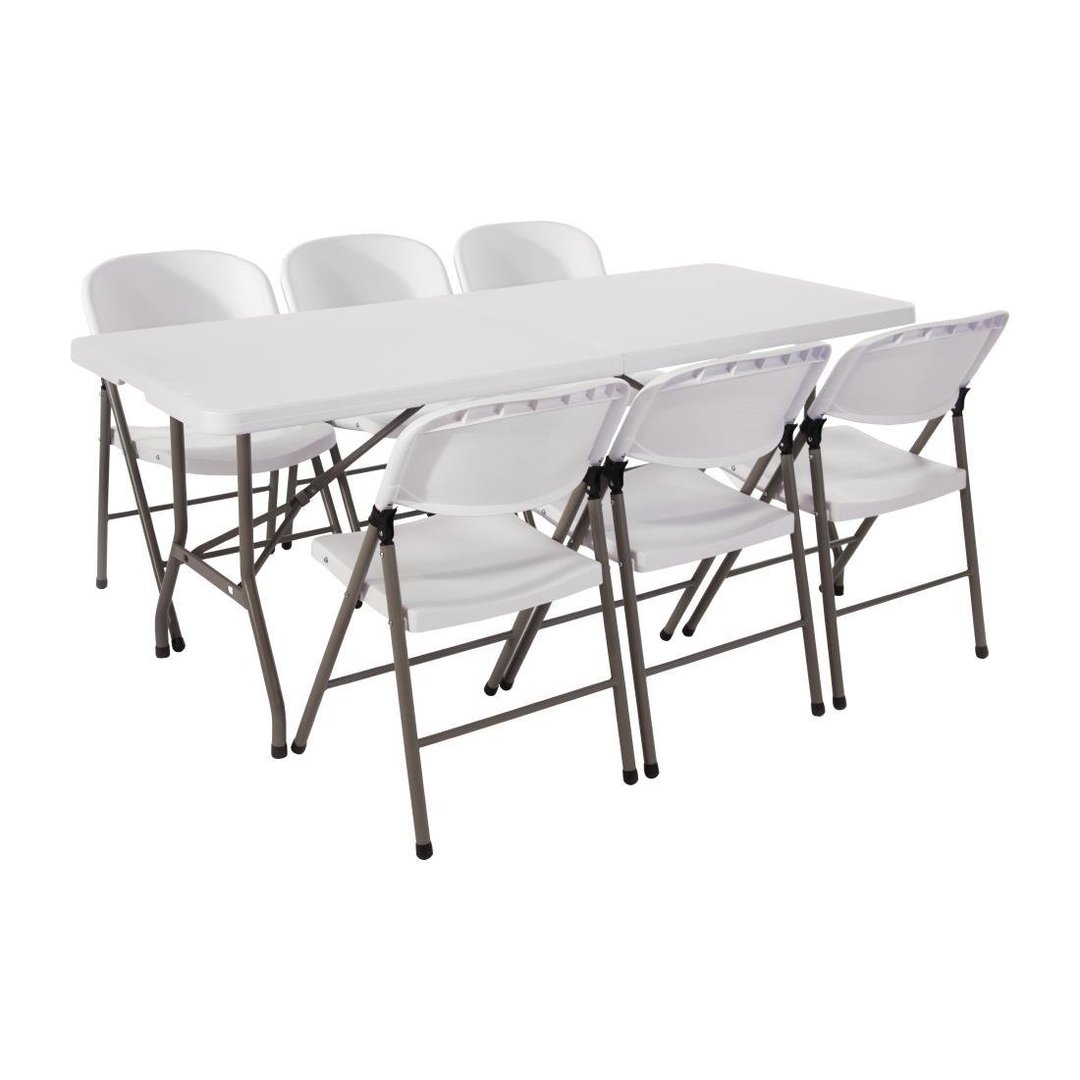 Bolero Centre Folding Table with Six Folding Chairs