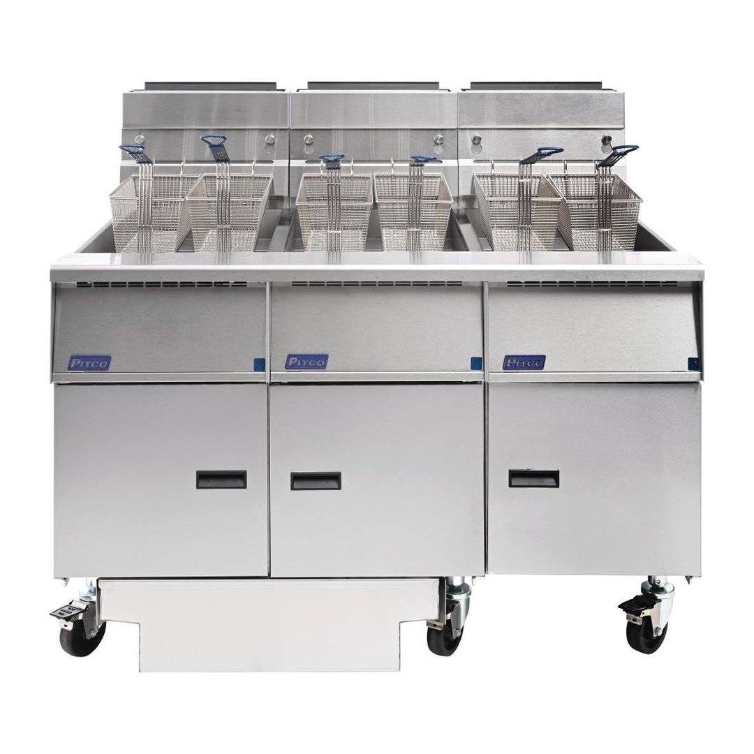 Pitco SG14RS/FD-FFF Triple Tank Gas Fryer with built in filtration System