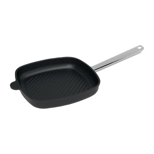 AMT Gastroguss Square Pan Grill surface Induction Z4 Steel Handle - 26x26x4cm
