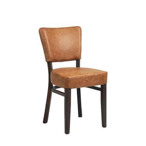 Oregon Wenge Wood Dining Chair Tan Faux Leather (Pack 2)