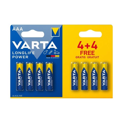 Varta Longlife Power Batteries AAA 4+4 Free Promo (Pack 8)