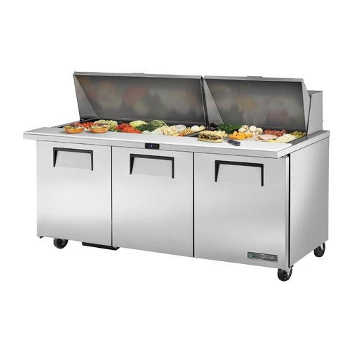 True Refrigerated Prep Table 30x 1/6 Top Pans 3 Solid Swing Doors