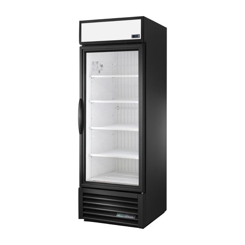 True Upright Retail Merchandiser Refrigerator 1 Glass Swing Door Blk Ext