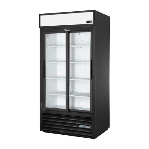 True Upright Retail Merchandiser Refrigerator 2Glass Slide Doors Blk Ext