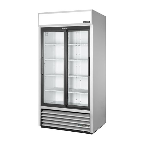 True Upright Retail Merchandiser Refrigerator 2Glass Slide Doors Alu Ext